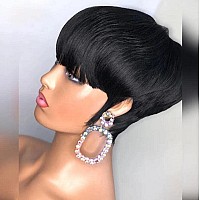 Pangdonglai Pixie Cut Wigs For Black Women Short Pixie Cut Human Hair Wigs Short Layered Wigs Full Machine Made Wig Glueless Wig