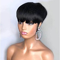 Pangdonglai Pixie Cut Wigs For Black Women Short Pixie Cut Human Hair Wigs Short Layered Wigs Full Machine Made Wig Glueless Wig