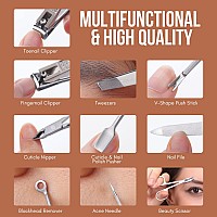 Manicure Set FAMILIFE Pedicure Kit Manicure Set Professional Manicure Kit 8PCS Nail Kit Gifts for Men Nail Clippers Nail Set Tools Mens Grooming Kit Stainless Steel Nail Care Luxury Brown Travel Case