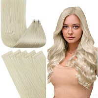 Fshine Tape Extensions Human Hair White Blonde Tape In Hair Extensions Soft Straight Blonde Hair Extensions For Women Invisible