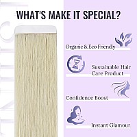 Fshine Tape Extensions Human Hair White Blonde Tape In Hair Extensions Soft Straight Blonde Hair Extensions For Women Invisible