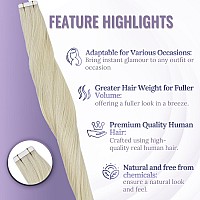 Fshine Tape Extensions Human Hair White Blonde Tape In Hair Extensions Soft Straight Blonde Hair Extensions For Women Invisible