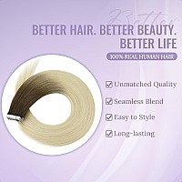 Fshine Ombre Tape In Human Hair Extensions 20 Inch Walnut Brown To Light Brown And Bleach Blonde Tape In Hair Extensions Human H