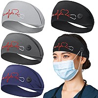 Hoogalife 4Pcs Headbands With Buttons Nurse Gifts For Women Turban Nonslip Nurse Accessories Nursing Headbands Protect Your Ha