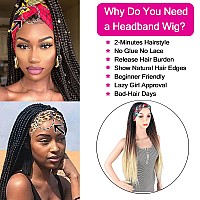 Aisaide Ombre Blonde Braided Headband Wigs For Black Women Long Crochet Box Braids Headband Wig Ombre Brown Mixed Blonde Twist C