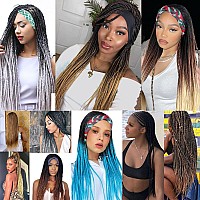 Aisaide Ombre Blonde Braided Headband Wigs For Black Women Long Crochet Box Braids Headband Wig Ombre Brown Mixed Blonde Twist C