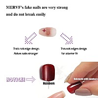 Mervf Coffin Press On Nails Medium Fake Nails Red Gradient Cute Ballerina Glue On Nails Red Heart Print Nails 24Pcs Glossy Acryl