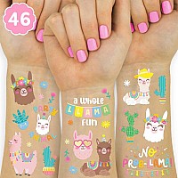 Xo Fetti Llama Temporary Tattoos For Kids 46 Metallic Designs Fiesta Animal Birthday Party Decorations Cactus Desert Party