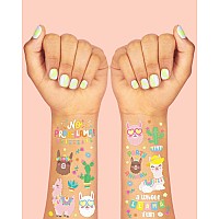 Xo Fetti Llama Temporary Tattoos For Kids 46 Metallic Designs Fiesta Animal Birthday Party Decorations Cactus Desert Party