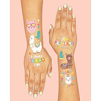 Xo Fetti Llama Temporary Tattoos For Kids 46 Metallic Designs Fiesta Animal Birthday Party Decorations Cactus Desert Party