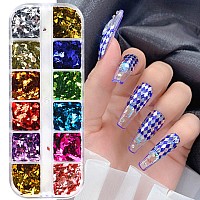 3D Sparkly Glitter Nail Art Sequins Holographic Rhombus Shape Glitters Nail Flakes 12 Colors Rhombus Nail Art Glitter Design F