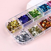 3D Sparkly Glitter Nail Art Sequins Holographic Rhombus Shape Glitters Nail Flakes 12 Colors Rhombus Nail Art Glitter Design F