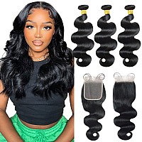 Body Wave Bundles Human Hair 16 18 2014 Bundles With Closure Human Hair Bundles With Lace Closure 4X4 Free Part 100 Unproces