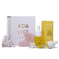 Koa Life Antiaging Set Antiaging Facial Oil Deep Hydration Rosehip Oil Gua Sha Massage Stone Organic Ingredients Allerg