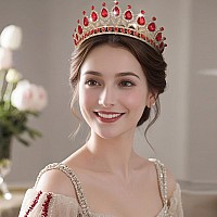 Kamirola Red Crown For Women Wedding Tiara For Women Queen Crown Crystal Tiara Crown Wedding Tiaras For Womens Headbands Bridal