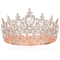 Cocide Queen Crown For Women Rose Gold Crystal Tiara And Crown For Girl Rhinestones Hair Accessories For Wedding Bride Birthday