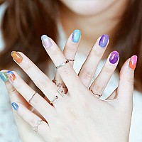 Jerclity 12 Sheets Graffiti Gradient Color Full Nail Wraps Aurora Nail Polish Strips Stickers Cloud Full Nail Stickers Self Adhe