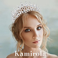 Kamirola Royal Queen Crown And Tiaras Princess Crown For Women And Girls Crystal Headbands For Bridal Princess For Wedding And