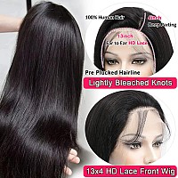 Queen Story 26 Inch Lace Front Wigs Human Hair 13x4 Straight Lace Frontal Human Hair Wigs For Black Women 180% Density Transparent HD Lace Front Wigs Human Hair Pre Plucked With Baby Hair (26inch, Natural Color)