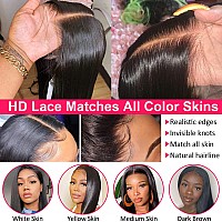 Queen Story 26 Inch Lace Front Wigs Human Hair 13x4 Straight Lace Frontal Human Hair Wigs For Black Women 180% Density Transparent HD Lace Front Wigs Human Hair Pre Plucked With Baby Hair (26inch, Natural Color)