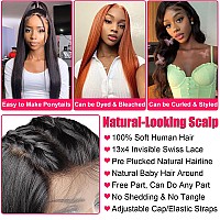 Queen Story 26 Inch Lace Front Wigs Human Hair 13x4 Straight Lace Frontal Human Hair Wigs For Black Women 180% Density Transparent HD Lace Front Wigs Human Hair Pre Plucked With Baby Hair (26inch, Natural Color)