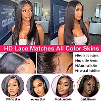 Queen Story 13x4 HD Lace Front Wigs Human Hair Pre Plucked with Baby Hair 180% Density 9A Brazilian Straight Human Hair Wigs for Women Natural Hairline (22inch, Natural Color)