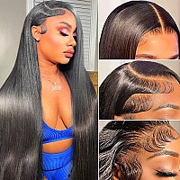 Queen Story 13X4 Lace Front Wigs Human Hair Pre Plucked With Baby Hair 180 Density Brazilian Straight Human Hair Wigs For Black