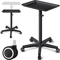 Tasalon Salon Tray On Wheels Adjustable Salon Rolling Tray For Hairstylist Must Haves Aluminum Tattoo Tray With Wheels Black