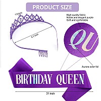 Purple Birthday Sash & AB Rhinestones Purple Crown Kit, Purple Birthday Decorations Purple Tiara Birthday Crowns for Women Girls Purple Birthday Crown and Tiara Purple Birthday Gifts for Women