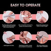 Buqikma Nail Tips Short Oval 600Pcs French Tips Round Shape Half Cover False Acrylic Nails Artificial Tips For Diy Salon Wi