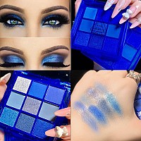 Yeweian Blue Eyeshadow Palette 9 Colors Glitter Matte Eyeshadow Makeup Palettesilver Grey Light Blue Eyeshadow Palette Highly