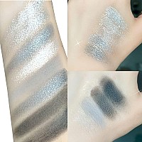 Yeweian Black White Smokey Eyeshadow Palette 9 Colors Matte Glitter Eyeshadow Makeup Palette Silver Gray Eye Shadow For Girls A