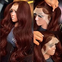 Unice 12A Reddish Brown 13X4 Lace Front Wigs Human Hair 180 Density Bleached Knots For Women Body Wave Copper Red Glueless Huma