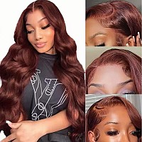 Unice 12A Reddish Brown 13X4 Lace Front Wigs Human Hair 180 Density Bleached Knots For Women Body Wave Copper Red Glueless Huma