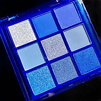 MAEPEOR Blue Silver Eyeshadow Palette 9 Colors Cool Toned Matte Glitter Eyeshadow Palette Longlasting Waterproof Eye Shadow for Girls and Women (Set 3, Blue Silver)