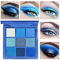 MAEPEOR Blue Silver Eyeshadow Palette 9 Colors Cool Toned Matte Glitter Eyeshadow Palette Longlasting Waterproof Eye Shadow for Girls and Women (Set 3, Blue Silver)