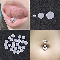 Bodyace 100Pcs Clear Silicone Earrings Backs Clear Piercing Disc For Piercing Bump Plastic Disc Pads Stabilize Earlobe Support