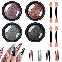 Allstarry Chrome Nail Powder Metallic Mirror Effect Pigment Chrome Laser Iridescent Nail Glitter Magic Unicorn Glitter Dust Kit