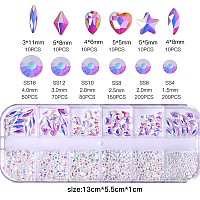 Belicey Nail Rhinestones Kit 800Pcs Multishape Pink Ab Rhinestones For Nail Crystals Decoration Nail Hearts Butterfly Charm Nai