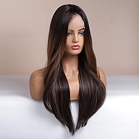 EMMOR Honey Brown Highlight Wig Lace Front Wig for Women Body Wave Wig Heat Resistant Synthetic Wig Natural Looking