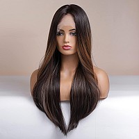 EMMOR Honey Brown Highlight Wig Lace Front Wig for Women Body Wave Wig Heat Resistant Synthetic Wig Natural Looking