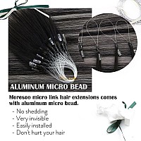 Moresoo Balayage Hair Extensions Micro Loop Human Hair Extensions Off Black Ombre Silver Micro Ring Hair Extensions Human Hair O