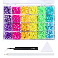 Sunfairy 36000PCS 3D Rhinestone Jelly Color AB Nail Rhinestone 3-5mm Large Capacity Set Flat Bottom Resin Makeup Handmade DIY Decorative Accessories Nail Art Phone Decorations (24 Box (360000PCS))