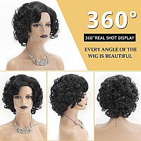 Sevencolors Short Curly Wigs For Black Women Glueless Soft Short Black Hair Wigs Natural Looking Synthetic Fiber Afro Big Curly