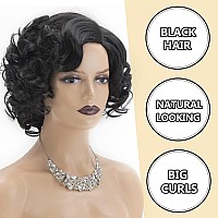 Sevencolors Short Curly Wigs For Black Women Glueless Soft Short Black Hair Wigs Natural Looking Synthetic Fiber Afro Big Curly