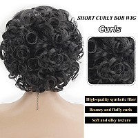 Sevencolors Short Curly Wigs For Black Women Glueless Soft Short Black Hair Wigs Natural Looking Synthetic Fiber Afro Big Curly