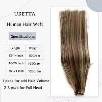 Sew In Hair Extensions Real Human Hair Balayage Ash Brown To Honey Blonde Highlights Weft Hair Extensions Human Hair 14Inch 80G