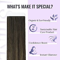 Fshine Balayage Tape In Hair Extensions 22 Inch Dark Brown To Chestnut Brown Tape In Extensions Silky Straight Natural Hair Invi