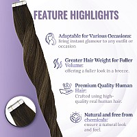 Fshine Balayage Tape In Hair Extensions 22 Inch Dark Brown To Chestnut Brown Tape In Extensions Silky Straight Natural Hair Invi