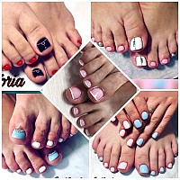 Funfe Artificial False Toenails 120Pcs 12 Sizes Acrylic Fake Toenails Press On Toenails Full Cover Toe Nail Tipsfor Acrylic Tips